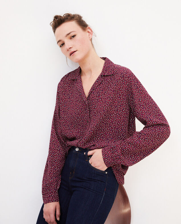 Bluse mit offenem Kragen Rot