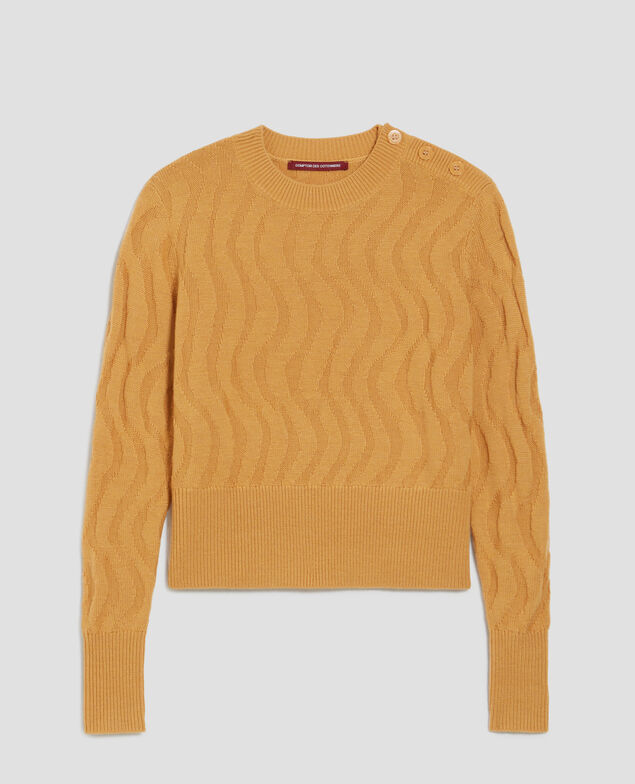 Pullover mit Rundhalsausschnitt aus Merinowolle J490 mustard gold