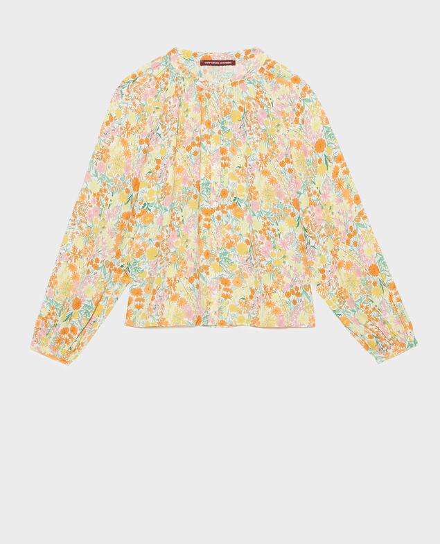 Weite gemusterte Bluse 103 print orange