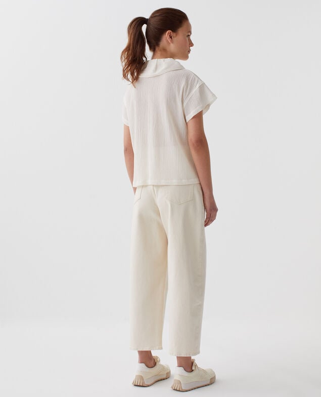 Rüschenbluse aus Plissee-Baumwolle H303 white swan