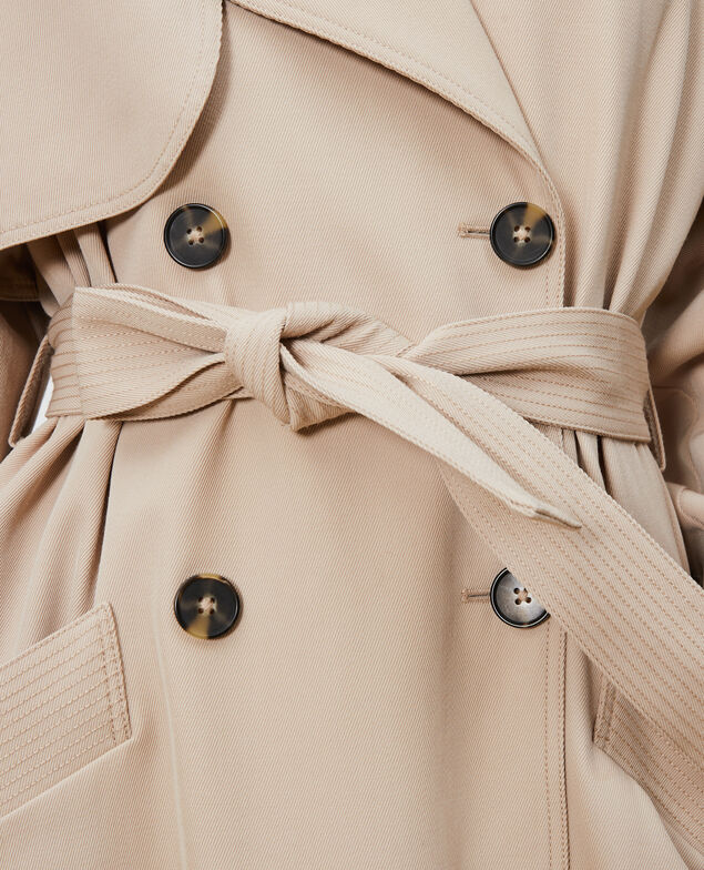 Oversize-Trenchcoat aus fließender Wolle Oxford tan