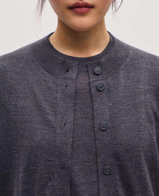 Cardigan aus Merinowolle und Seide K071 rabbit gray