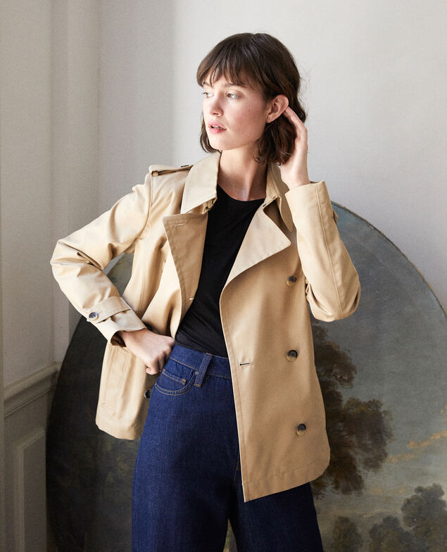 Kurzer Trenchcoat Beige