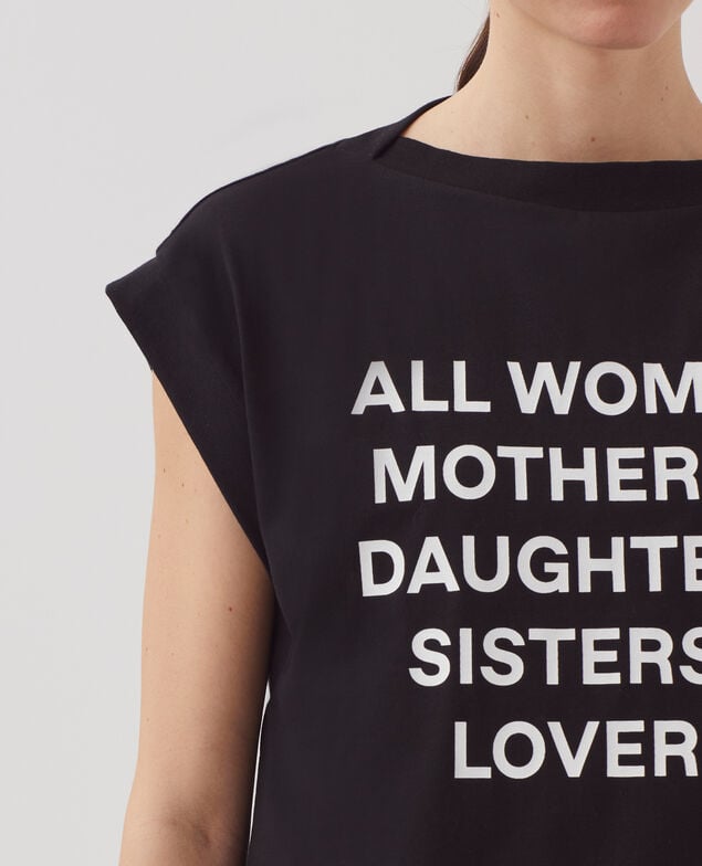 Boxy T-Shirt aus Baumwolle J095 black base words