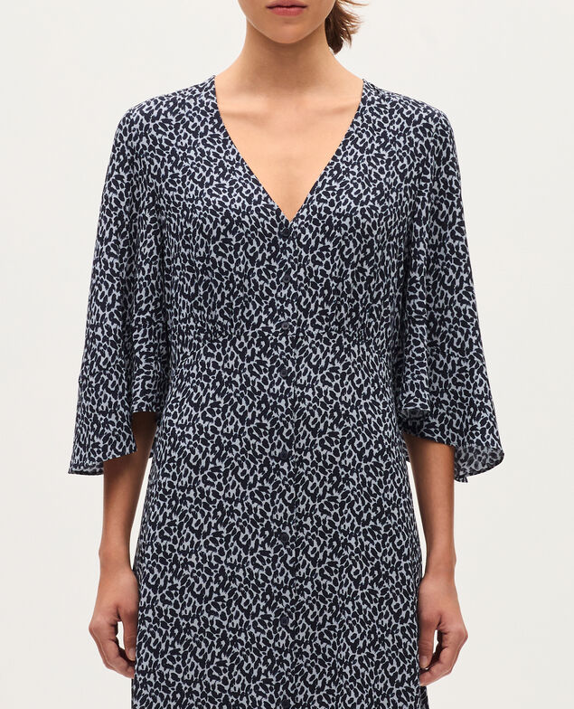 Langes fließendes Kleid K621 leo blue