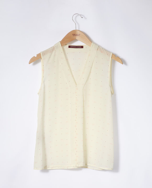 Ärmelloses Top Lotus fan winter white