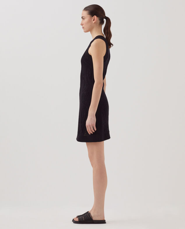 Kurzes Häkelkleid mit Blumenmotiv H091 black beauty