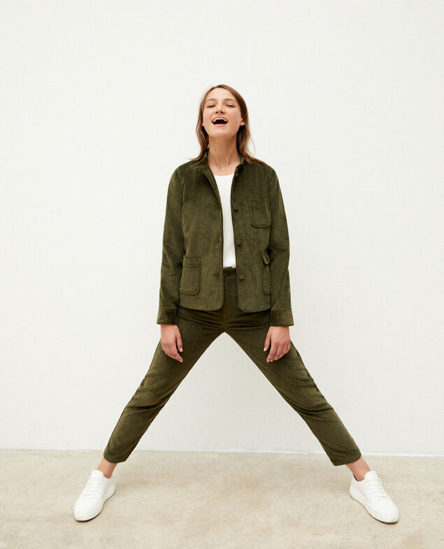 Jacke aus grobem Cord Olive night