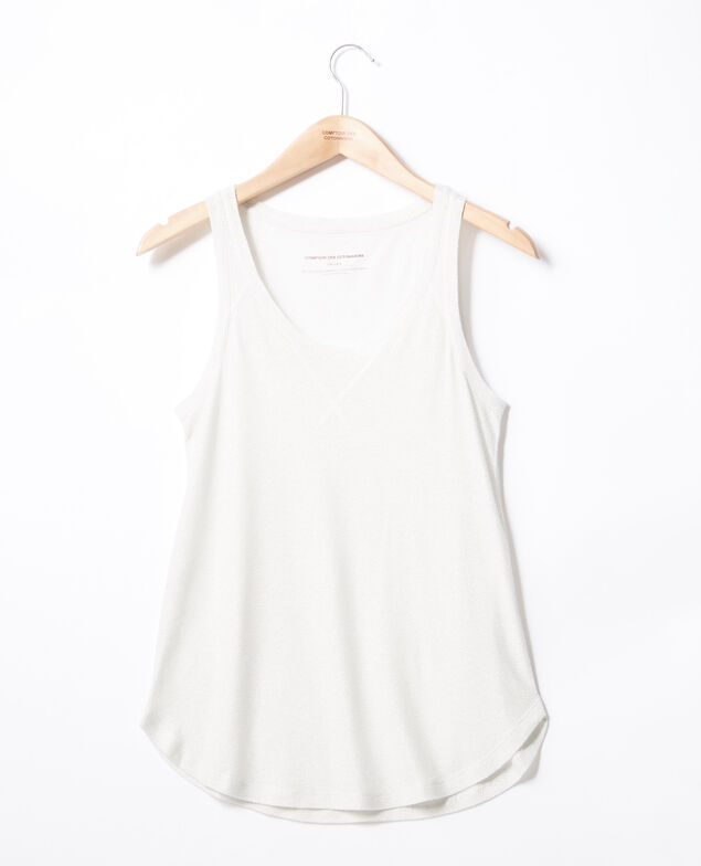 Irisierendes Tank-Top mit Leinen Off white