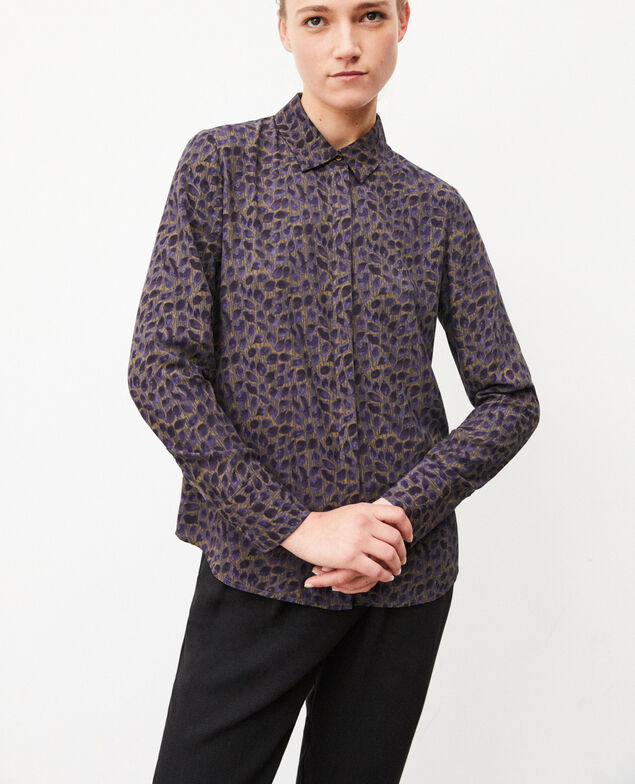 Gerade geschnittene Bluse Dot leaves olive night