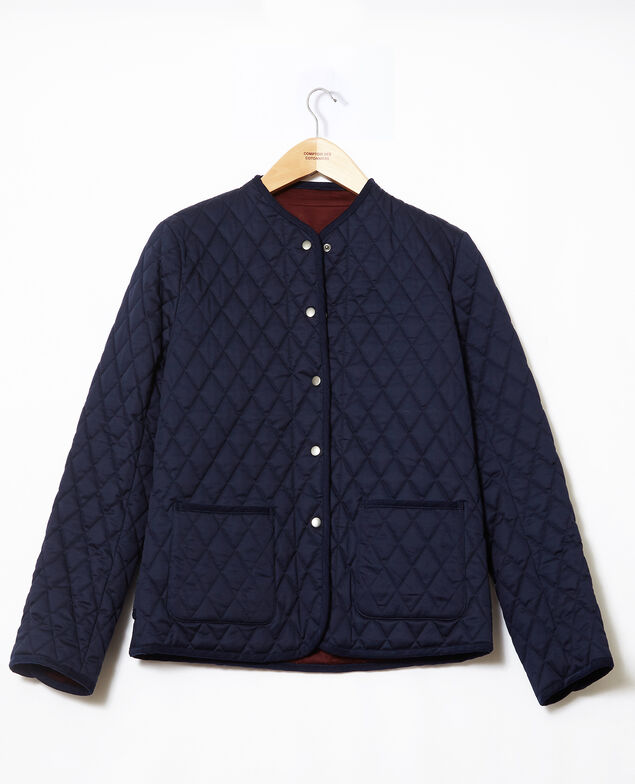Beidseitig tragbare, kurze Jacke Blau