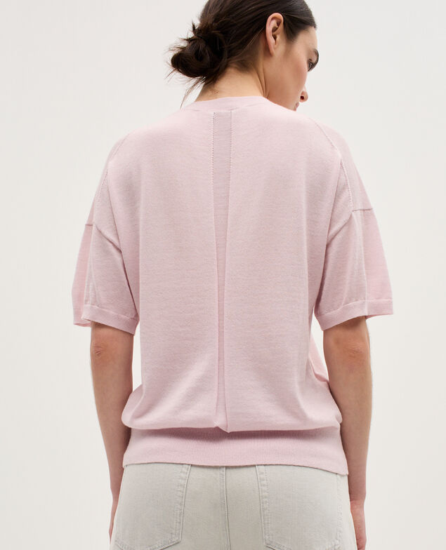 Pullover aus Merinowolle und Seide K100 bloom pink