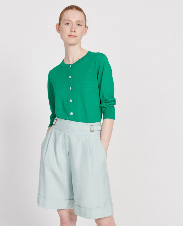 Cardigan aus Leinen und Bio-Baumwolle Golf green