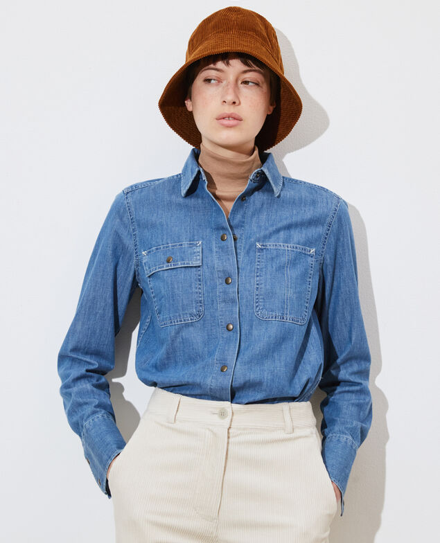Jeanshemd mit asymmetrischen Taschen Denim blue