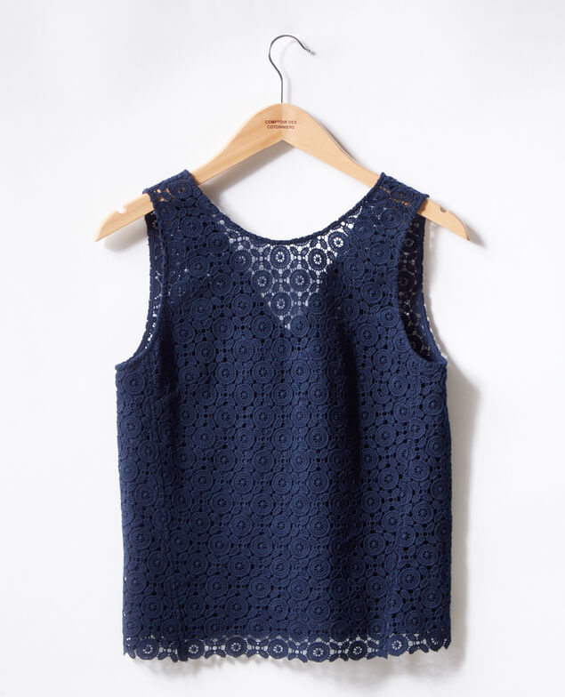 Top mit englischer Stickerei Navy