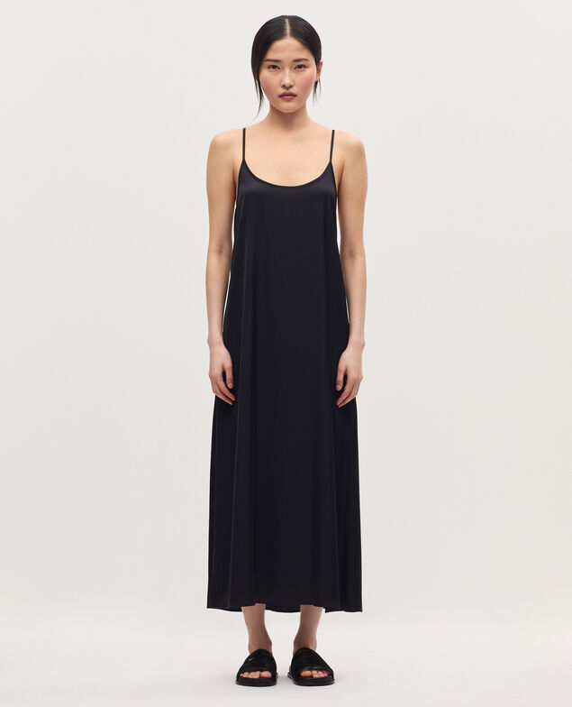 Langes satiniertes Nuisette-Kleid H091 black beauty