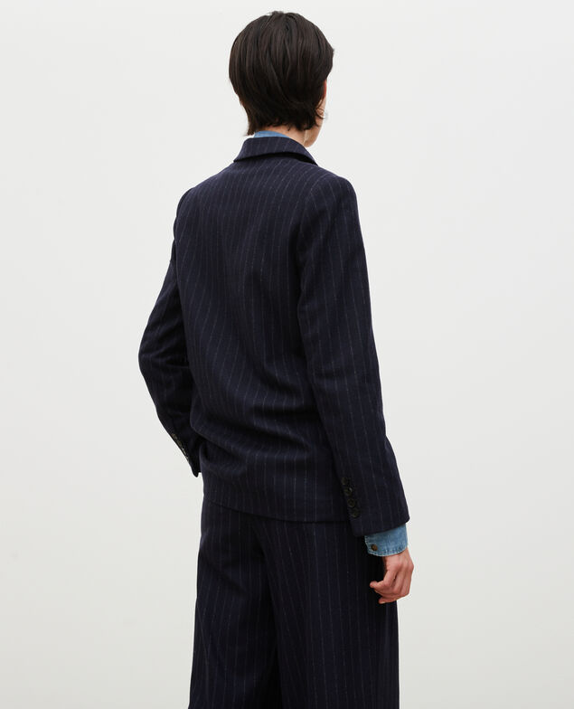 Überkreuzter Blazer aus Wolle Stripes night sky