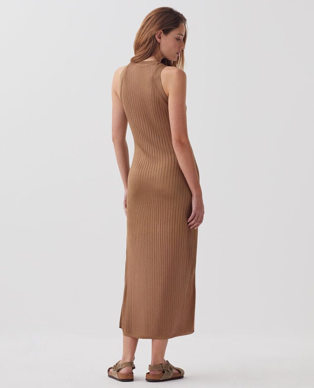 Langes Rippstrickkleid H330 tiger's eye
