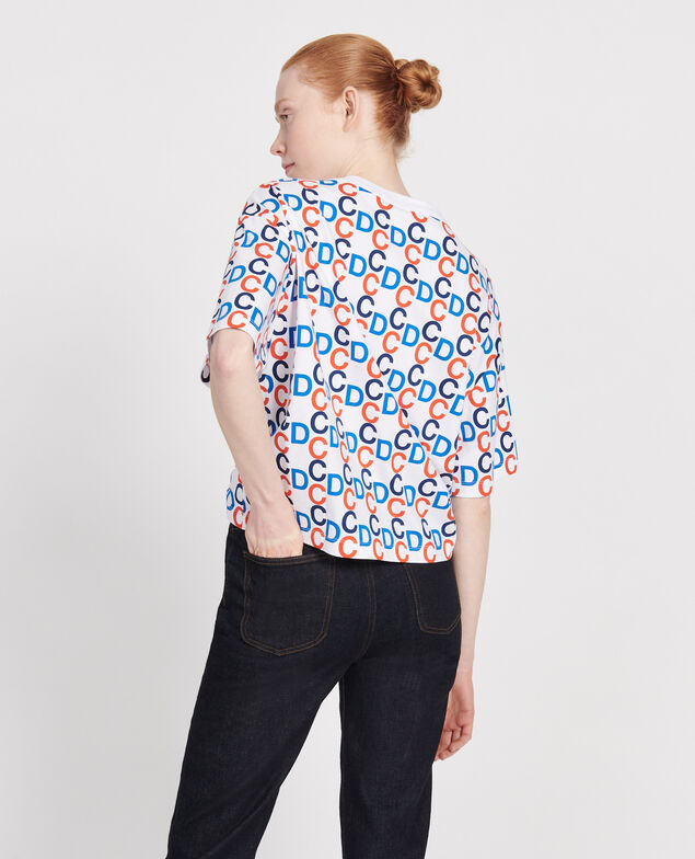 T-Shirt mit CDC-Print aus Baumwolle Optical white