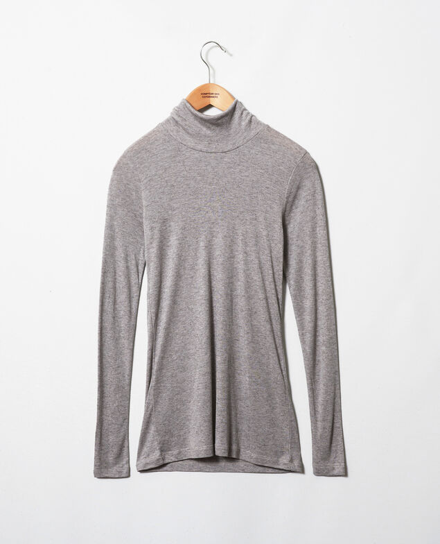 Rollkragen-T-Shirt mit Kaschmir Middle grey melange