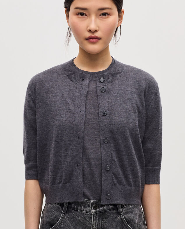 Cardigan aus Merinowolle und Seide K071 rabbit gray