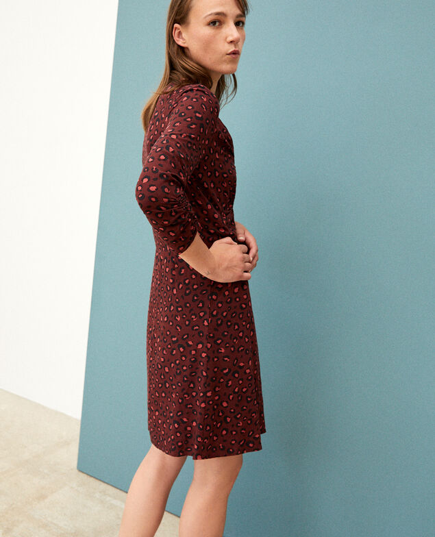 Kleid mit V-Ausschnitt Braun