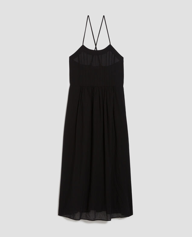 Langes Trägerkleid aus Baumwollvoile H091 black beauty