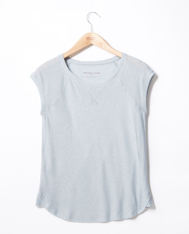 Irisierendes T-Shirt aus Leinen Azur