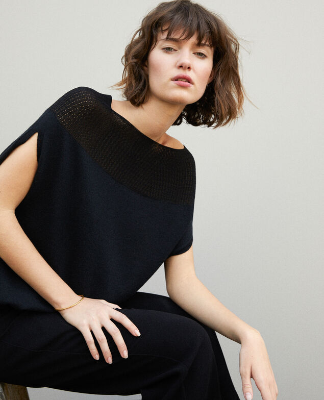 Whole Garment Pullover in Kugelform Noir