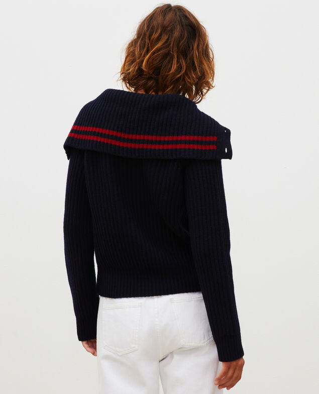 Wollpullover mit breitem Stehkragen Night sky