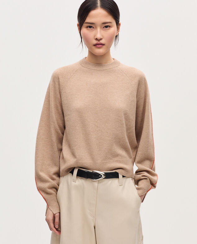 Pullover mit Rundhalsausschnitt aus Kaschmir K321 tan st pumpkin