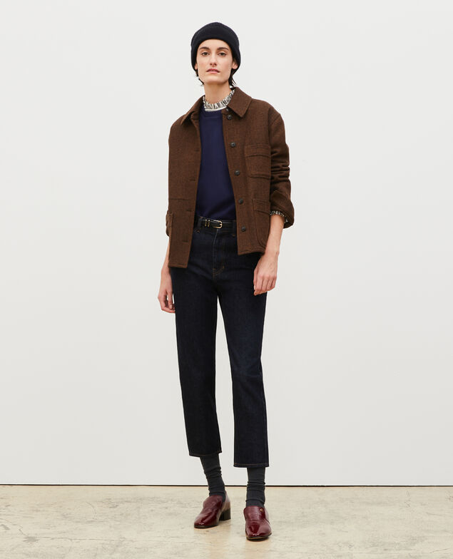 Arbeitsjacke aus Wolle mit Knöpfen Coffee bean