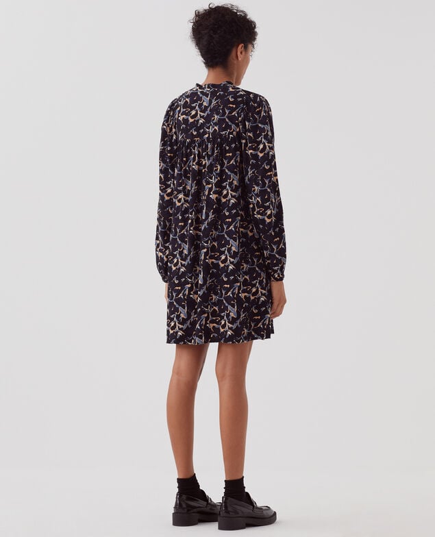 Kurzes Kleid mit fließendem Fall I686 new fl ikat navy