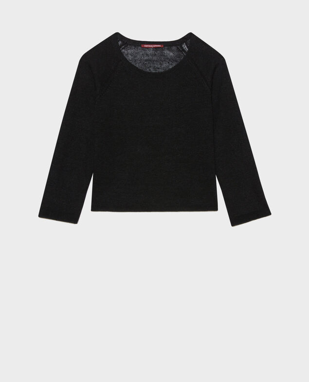 Pullover mit Rundhalsausschnitt aus Leinen 09 black