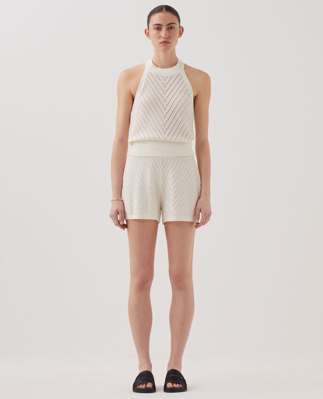 Shorts mit Strukturstrick H011 eggnog