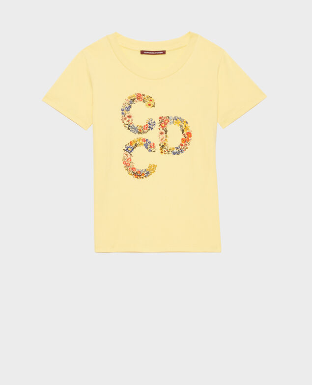 T-Shirt aus Baumwolle mit kurzen Ärmeln Lemon drop
