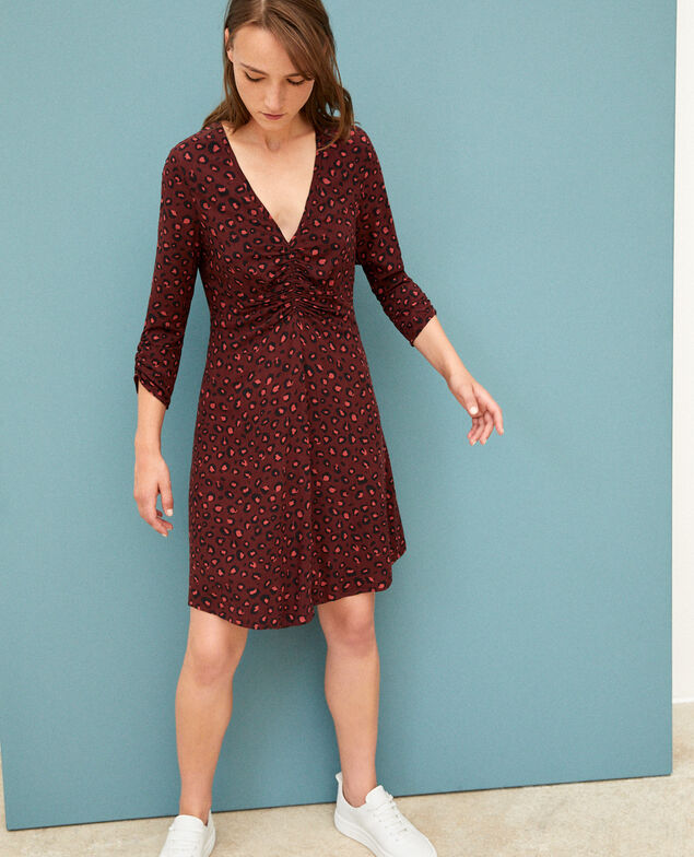 Kleid mit V-Ausschnitt Braun