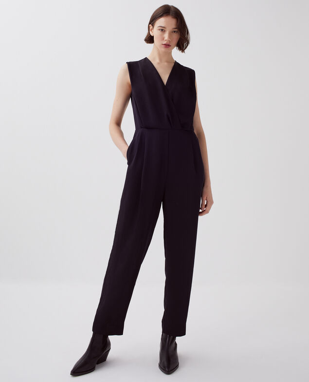 Satinierter fließender Jumpsuit H091 black beauty