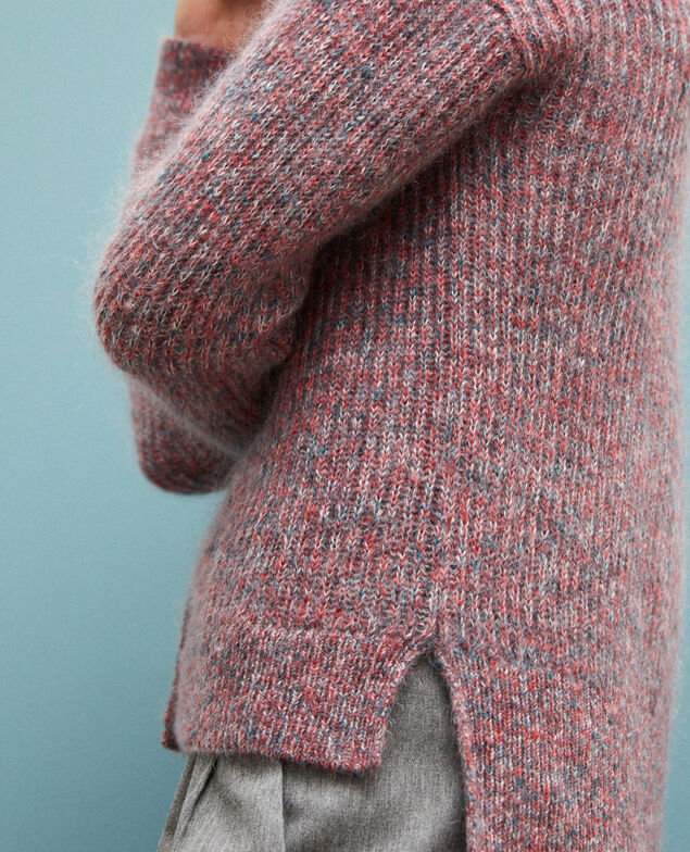 Melierter Cardigan aus Mohair Pompeian red/ultra green/off white
