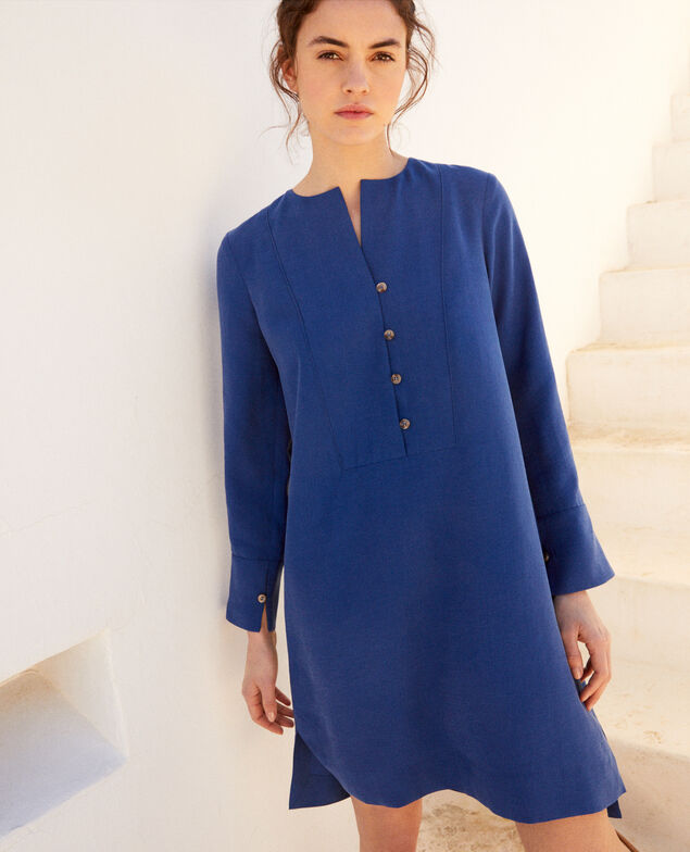 Kleid mit tunesischem Kragen Imperial blue