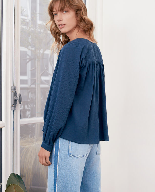 Bluse mit Spitze  Indigo