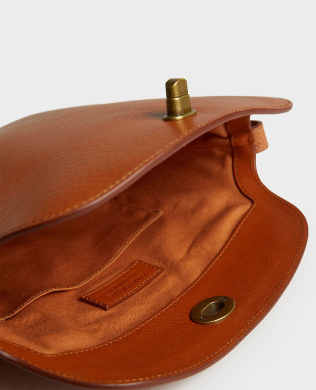 Lederhandtasche mit kurzem Schultergurt Camel
