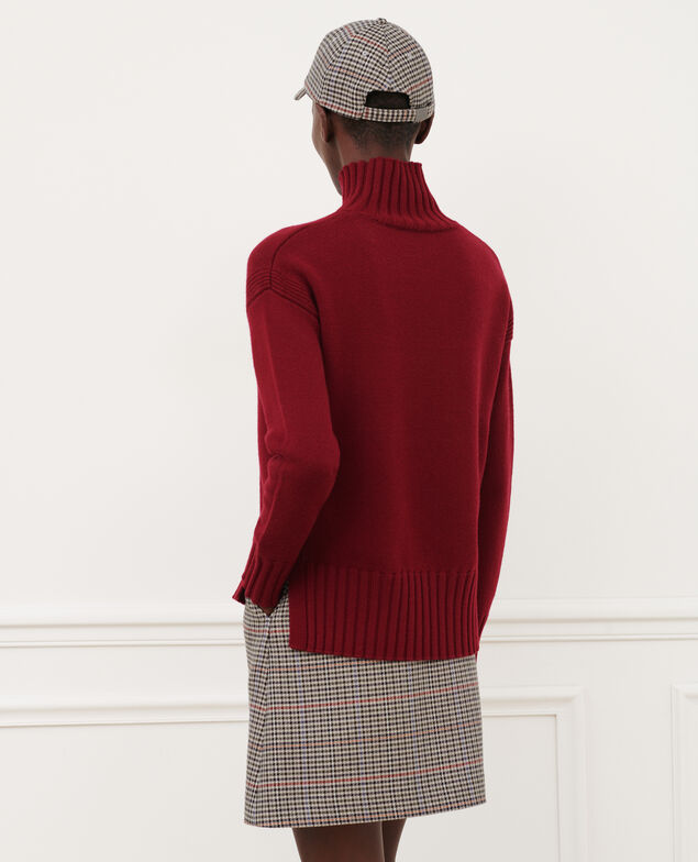 Pullover mit hohem Kragen aus Schurwolle 8878 18 wine