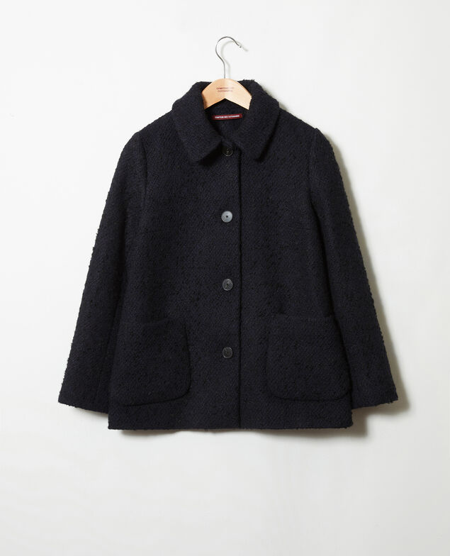 Mantel aus Walkwolle Navy