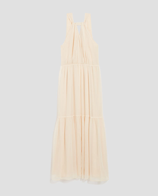 Langes fließendes Kleid H303 white swan