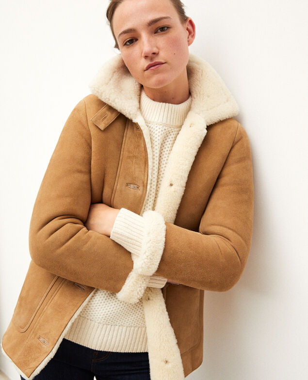 Jacke aus Veloursleder Beige