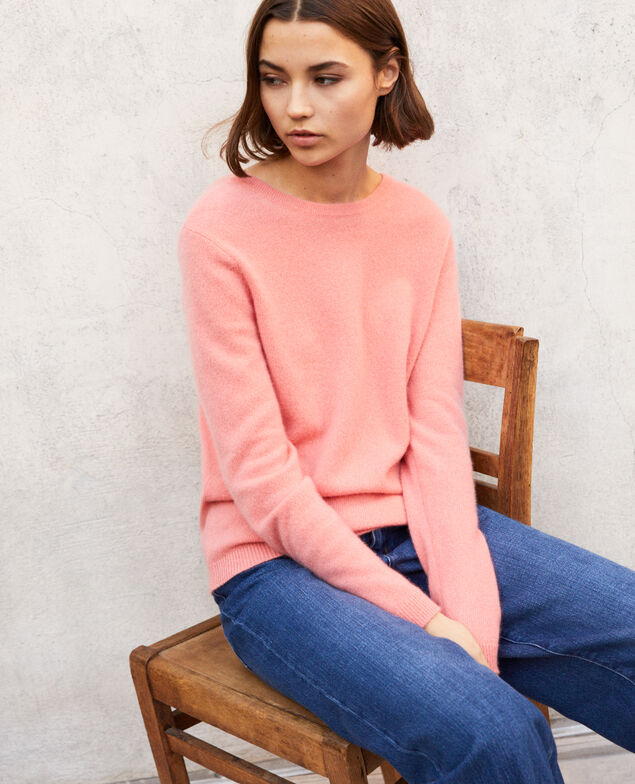 Pullover mit Rundhalsausschnitt aus Mohair Salmon pink