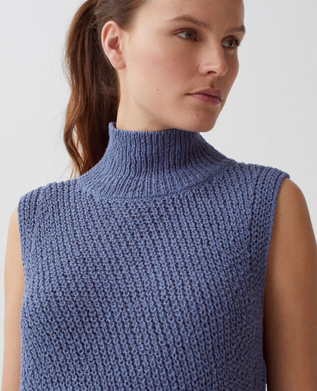 Ärmelloser Pullover I640 gray blue