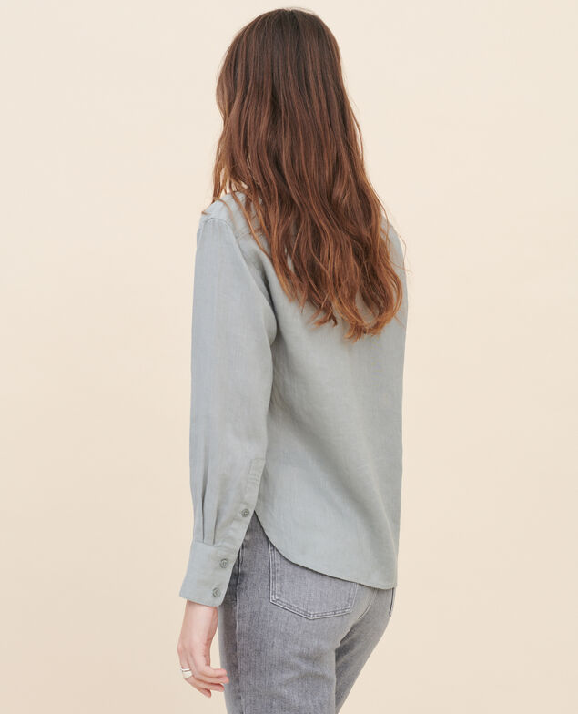 Bluse ohne Kragen aus Leinen 07 gray