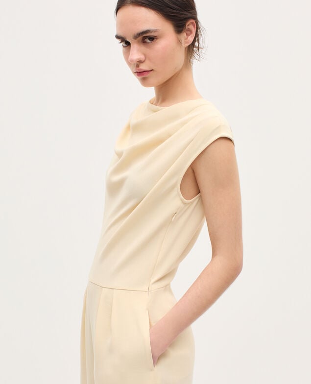 Jumpsuit aus satiniertem Krepp K300 ecru beige